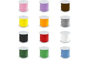 WENRERO 12 Rouleaux Fil de Cire 20m*0.8mm Cordon de Cirée Coton Tressé Cordon de Couleur Bijoux 12 Couleur pour Bracelets, Colliers, Perlage