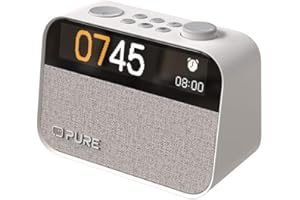 Pure Budzik nocny i biurowy (radio cyfrowe DAB+/FM, Bluetooth, urządzenie do hałasu, pomoc w zasypianiu, budzik, lampka nocna, ściemniany wyświetlacz), bawełna biała, normalny
