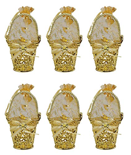 Confidence Fancy Empty Basket for Chirstmas Party Return Gift Pack, Latest Item for Gift Packing, Golden, Set of 6, 30 Gram, Pack of 1.