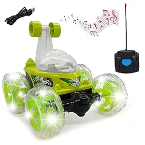 VIZAG Remote Control Car RC Stunt Car Vehicle 360 Rotating Rolling Radio Control Electric Race Car Boys Toys Kids Gifts Light Multi Color (Colour May Vary)