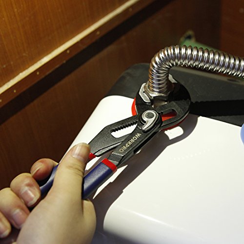 WORKPRO 2 teilige verstellbare Hochleistungs-Wasserpumpenzange mit Schnelleinstellung und schlanken Mehrkomponenten-Griffhüllen, 200MM und 250MM Universalzange - 5