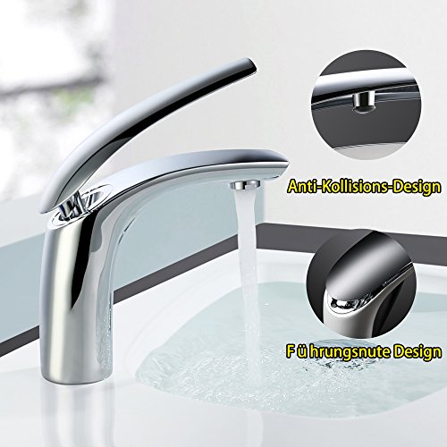 Homelody Wasserhahn Einhebelmischer Bad Mischbatterie Chrom Waschbecken Armatur Waschtischbatterie Waschtischarmatur Badarmatur - 2