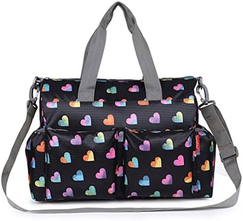 Amazemarket Practical 11 Pockets Mother Messenger Travel Bag Baby Diaper Tote Changing Pad/Wet Bag/Shoulder Strape/Stroller Straps/Insulation Feeding Bottle Bag Mom Essentials (Mica black)