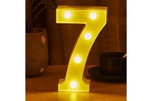 FUNLOV LED Alphabet And Numbers Light Sign Decorations, Lamp for Home Birthday Party Event, Night Lights, Battery Powered Letters And Numbers With Four Hour Timer (7)
