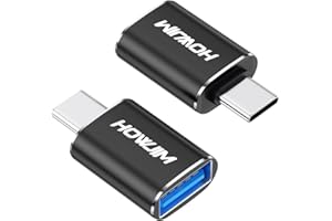 HOWJIM Adattatore da USB C a USB 2 Pezzi,Ricarica Rapida 3A 100W,OTG 10Gbps Adattatore Type-C Maschio a USB 3.2 Femmina per M-acBook Pro/Air Phone 17/16/15 Pad G-alaxy X-peria D-ell XPS S-urface Nero