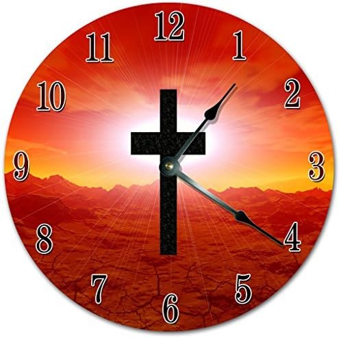 NVBFH43545 At The Cross Wooden Wall Clock Silent Modern Wall Clock for Living Room Bedrooms Children Rooms Wall Art 12x12 in