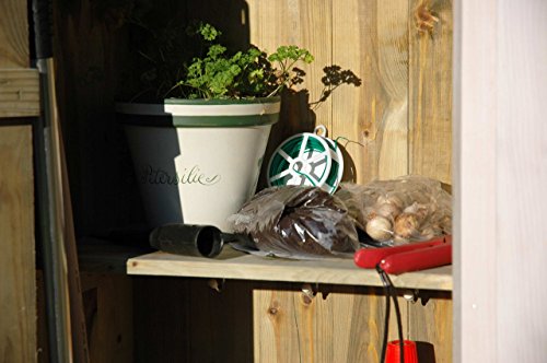 dobar 56215e Schweres Gartengerätehaus mit ausklappbarem Pflanztisch aus massivem Kiefernholz, fertig aufgebaut, 130 x 40 x 185 cm, 35 kg, weiß - 8