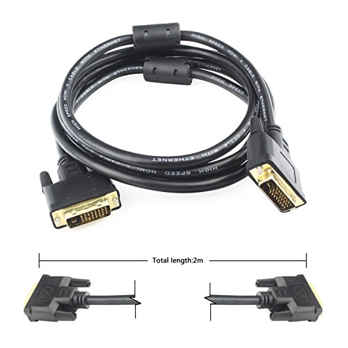 Incutex High Speed DVI zu DVI Kabel mit vergoldeten Kontakten Dual Link 24+1 Pins HDTV 1080p, 2 Meter - 2