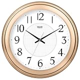 WIHY Leise Seiko Wanduhr Quarz Batterie dekorative Einzigartige Wohnzimmer Runde Uhr einfache Precisiond elektronische Quarzuhr Hause Wanduhr, 10 Zoll, grundlegende dumm Blond -025,