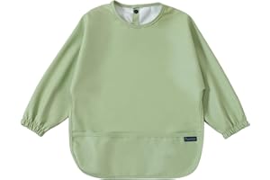 PewinGo Bavaglino per Svezzamento con Maniche Lunghe & BLW, Materiale Morbido e Delicato Sulla Pelle, Impermeabile, Facile da Pulire e Lavabile in Lavatrice, per Neonati, Bambini