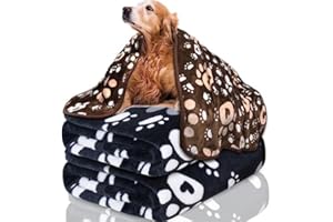 Awaytail 3 Pack Hundedecke Waschbar Decke Für Sofa, Katzendecken Hunde Decke Flauschig, Fleecedecke Hunde,Weiche Warme Haustier Decken,Niedlicher Pfotenabdruck,60 x 80 cm