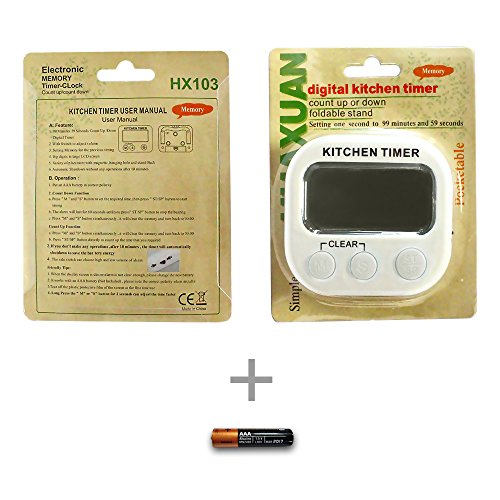 Giancomics Groß LCD Display Magnet Digitaler Kitchen Timer Küchentimer Küchenwecker Kurzzeitmesser Stoppuhr Elektronische Erinnerung Alarm (Weiß) - 8