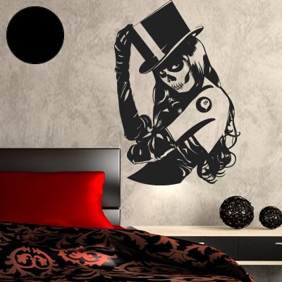 A762 Wandtattoo "Skull Girl" Gothic 88cm x 60cm schwarz (erhältlich in 40 Farben)