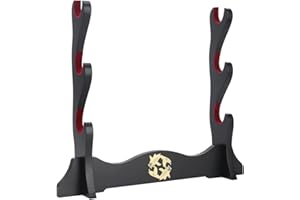 Z-fiber Supporto per Spada Supporto per Katana Imbottito in Velluto Giapponese Supporto per espositore per Samurai Tanto Sword Yin e Yang,3 Tier