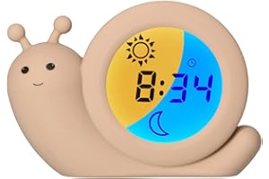 Alecto BC110BE Simon - Réveilleur - Réveil éducatif pour Enfants - Veilleuse - Apprendre à Dormir et se réveiller avec Un réveil LED pour Enfants - Escargot, Taupe