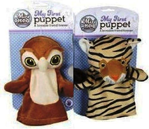 2 x My First Hand Puppets Set Includes - Owl - Tiger By Miri Moo