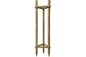 Timbermik Kit Complet Tuteur Arbre 240 cm ø 7 cm Tuteur Bois avec 3 Piquets 3 Sangles Noires 6 Demi Palissades Support Arbre Fixation Plantes Jardin