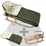 SUPER-KOMBI-SPARANGEBOT ** Holzschlitten + Winterfußsack (108cm) **
