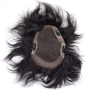 Stylazo French Lace Hair toupee/Patches/Systems/Wigs for Men 100% Natural Human Hair (8X6, Black)