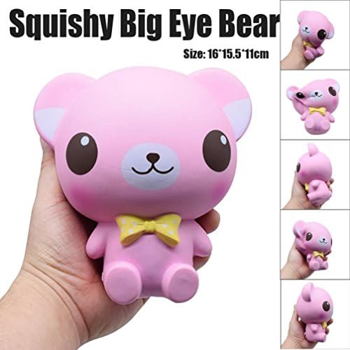 Squeeze Toys, TUDUZ Funny Squishy Cartoon Big Eye Bear Slow Rising Squeeze Phone Straps Ballchains Toys Collection Cure Gift For Stress And Anxiety Relief, Adhd, Autism, Edc Toys For Kids and Adults (Pink)