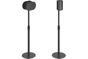 PUTORSEN Paire de pieds d'enceinte pour Sonos ERA 100™ & 300™, 68,3 cm à 108,2 cm, hauteur réglable pouvant supporter jusqu'à 5 kg, 1 paire, gestion des câbles, noir