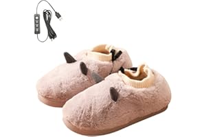 BYNYXI Ogrzewane kapcie damskie męskie, podgrzewacze stóp USB elektryczne podgrzewane buty zimowe wyściełane pluszowe buty damskie elektryczne podgrzewane kapcie 3 ustawienia ciepła, EU 36-45