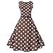 Produktbild OverDose Damen Urlaub Strand Stil Frauen Vintage Dot Bunte Druck Sleeveless Mesh Patchwork Abend Party Bar Dating Schlank Swing Kleid Rock DirndlBraunEU-40/CN-2XL 