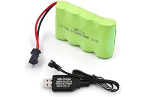 Gecoty® Batería de 4,8 V, 500 mAh, recargable, 2/3 AA, NiMH, 4,8 V, batería de coche RC con conector SM para coches teledirigidos, barcos teledirigidos, luces de emergencia