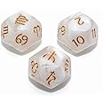 LUYAO 3 Pack Acrylic Astrological Dice for Constellation Divination Dice Table Games Accessory 3 Colors D12 Glitter Dice Set (White)