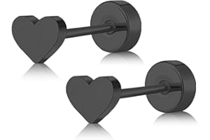 ZDE Titan Damen flach zurück Herz Ohrringe Frauen Nicht-Nickel Ohrringe hypoallergen Knorpel Ohrstecker für empfindliche Ohren einfache klassische 5mm flach Ohrstecker