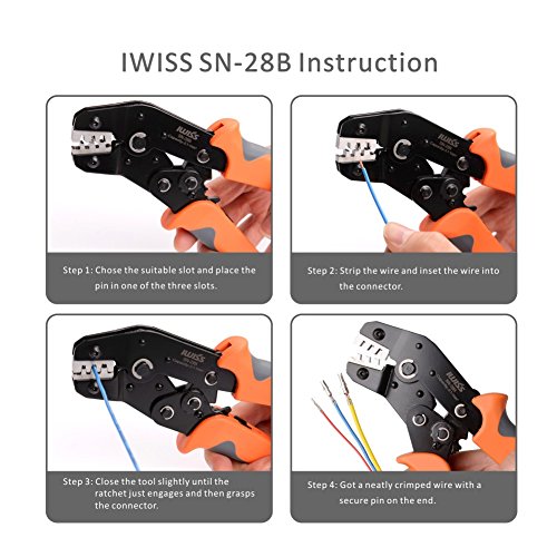 iwiss Dupont Pin Insulated Terminal-Crimper 2.54 mm 3.96 mm KF2510 28–18 AWG 0,1–1,0 mm2 Kompression Ratschenmechanismus Modular Crimpzange mit wire-electrode Schneiden sterben - 2