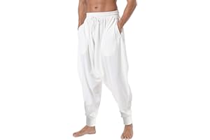 AITFINEISM Hombre Pantalones Harem Cómoda Cintura Elástica Pantalones Moda Color Sólido Casuales Yoga Hippies Pantalones