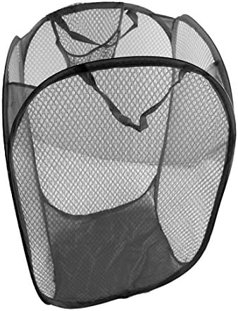 MYNC - Foldable Pop Up Mesh Washing Laundry Basket Bag Bin Hamper Toy Tidy Storage Organiser Organizer (Black)