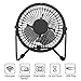 Produktbild Mini Ventilator USB leise Computer Tischventilator Schreibtisch Lüfter Glamouric Tragbarer Windmaschine 4 Zoll 360°Drehbar anschluss Gehäuse Rotorblätter aus Metall Fan Für Büro Laptop (Schwarz)