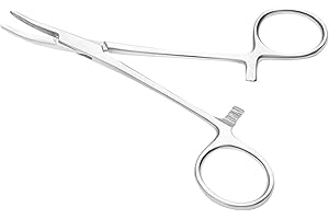 HighFitt AZN Fishing Forceps Dog Hemostat Forceps Scissors Ear Hairs Tools Locking Pliers Stud Ball earings Holder Dog Ear Hair Grooming Tweezers Forceps (Curved)