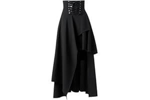 FRESQA Cosplay Medieval Renaissance Gothic Steampunk Clothes Viking Pirate Costumes Halloween Carnival Vintage Dress Up Hem Maxi Skirt