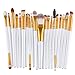 WANGSAURA® Pro Cosmetic 20pcs Makeup Brush Set Soft Face Powder Foundation Eyeshadow Eyeliner Lip Blusher (white+gold)