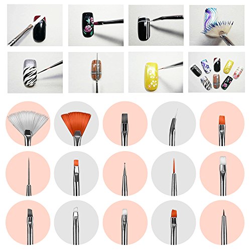 Zogin 20pc Nail Art Pinsel + Punktierung Werkzeuge, Nagelkunst-Design zum Malen, Detaillieren,Punktieren Ideal für Natur-, Acryl- und Gelnägel - 5
