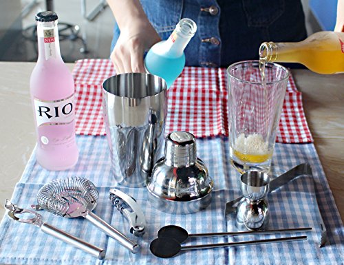 CocktailShaker, Edelstahl Cocktail Set Wodka Shaker für Cocktails 7 Stück 550ml Mit Bar Kit Elegant Silber Mixer für das Geschenk der Mutter und Vatertag - 6