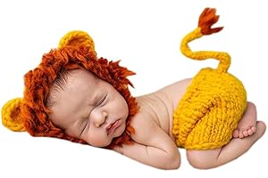 DELEY Unisex Baby Löwen Kostüm Kleinkind Kleidung Outfit Foto Requisiten Crochet Knit Hut Hose Set 0-6 Monate