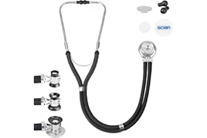 SCIAN Stethoscope Sprague Rappaport for Doctors, Nurses, School Students, and Home Use, Multi-fuctional Cardiology Stethoscope Dual Head with Adult, Pediatric, and Infant Convertible Bell (Black)