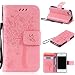 Produktbild Für iPhone 4S Hülle & iPhone 4 Ledertasche, SMART LEGEND Drucken Baum Muster Premium PU Leder Handschlaufe Lederhülle Schutzhülle Bookstyle Folio Handyhülle Flip Cover Schale Mappen Tasche Brieftasche Bumper mit Kartenfächer und Standfunktion Magnetverschluss Anti-Scratch Handycover - Rosa