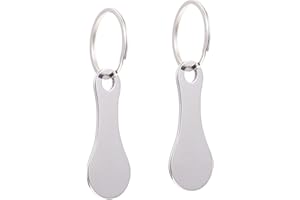 Devenirriche 2 Stück Einkaufswagenchip Schlüsselanhänger, Abnehmbarer Einkaufswagenchip Edelstahl Einkaufswagen Schlüsselanhänger Trolley-Token Einkaufswagen-Tool Silber