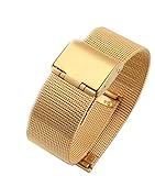 Ghope Milanese Armband,14 16 18 20 22 24 mm Breite Ersatzarmband Edelstahl Uhrenarmband – Schwarz Silber Gold Metallarmband für Damen und Herren Uhren