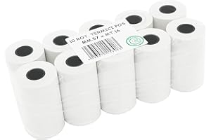 HCT STYLE Paquete de 10 rollos Pos 57 mm Longitud 16 m para Registrador de Caja Papel Térmico para Recibos Cajero automático Rollos para Terminal Pos (20 Rollos)