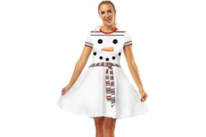 JERFER Belle Robe de Noël Femmes Bonhomme de Neige Robe de noël Robe de soirée costumée imprimée années 1950