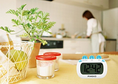 pingko Fashion Design Digital Küche Countdown Timer mit Big Display und Uhr und lauter Alarm – Weiß - 8
