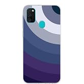 PrintiFy Samsung Galaxy M21 ile Uyumlu Kapak Renk C&uuml;mb&uuml;ş&uuml; E Mavi Tasarımlı 1mm Fit Şeffaf Silikon Kılıf