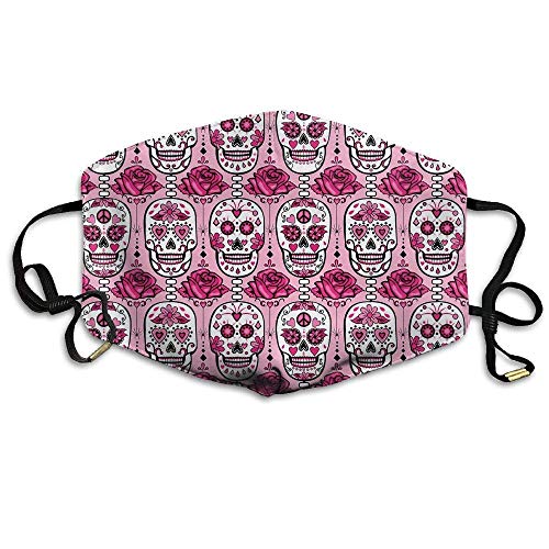 Preisvergleich Produktbild Pink Sugar Skull Art Face Mouth Mask Unisex Polyester Comfy Anti Dust Masks