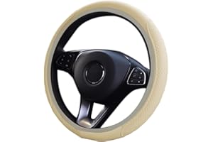 CGEAMDY Couvre Volant, Elastic, Housse de Volant en Microfibre Cuir Diamètre 38 cm, Antidérapant Respirant Souple, Universel (Beige)